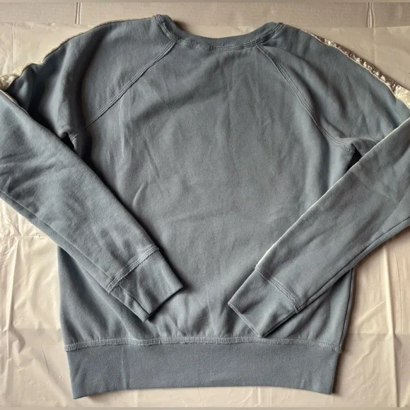 Abercrombie & Fitch Blue Velour Logo Sweatshirt Crewneck w/Velour Stripes Y2K M - Picture 9 of 9